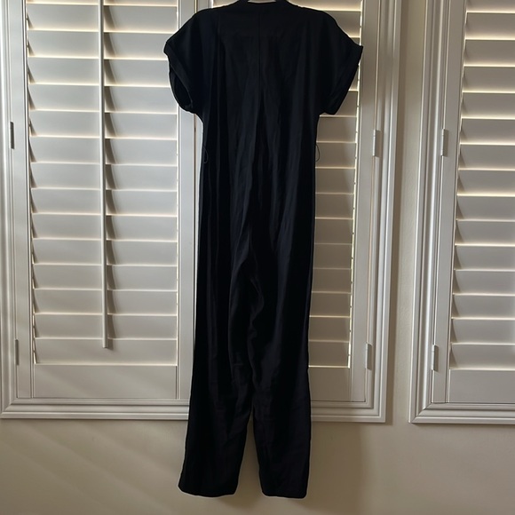 MNG Viscose Button Front Jumpsuit V Neck Black Size XS - Picture 3 of 11